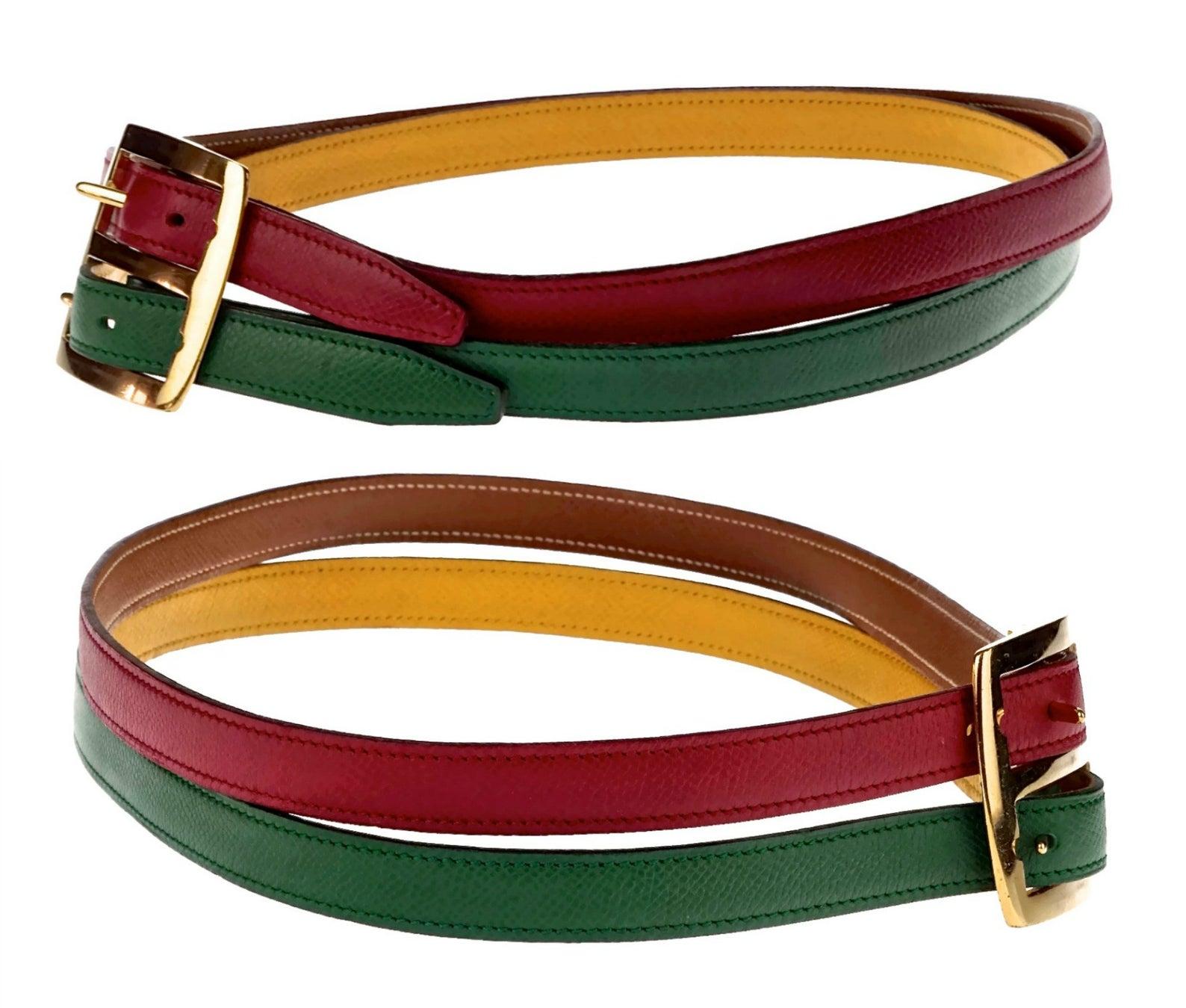 Vintage HERMES Reversible Pop Color Double Strap Belt For Sale 1