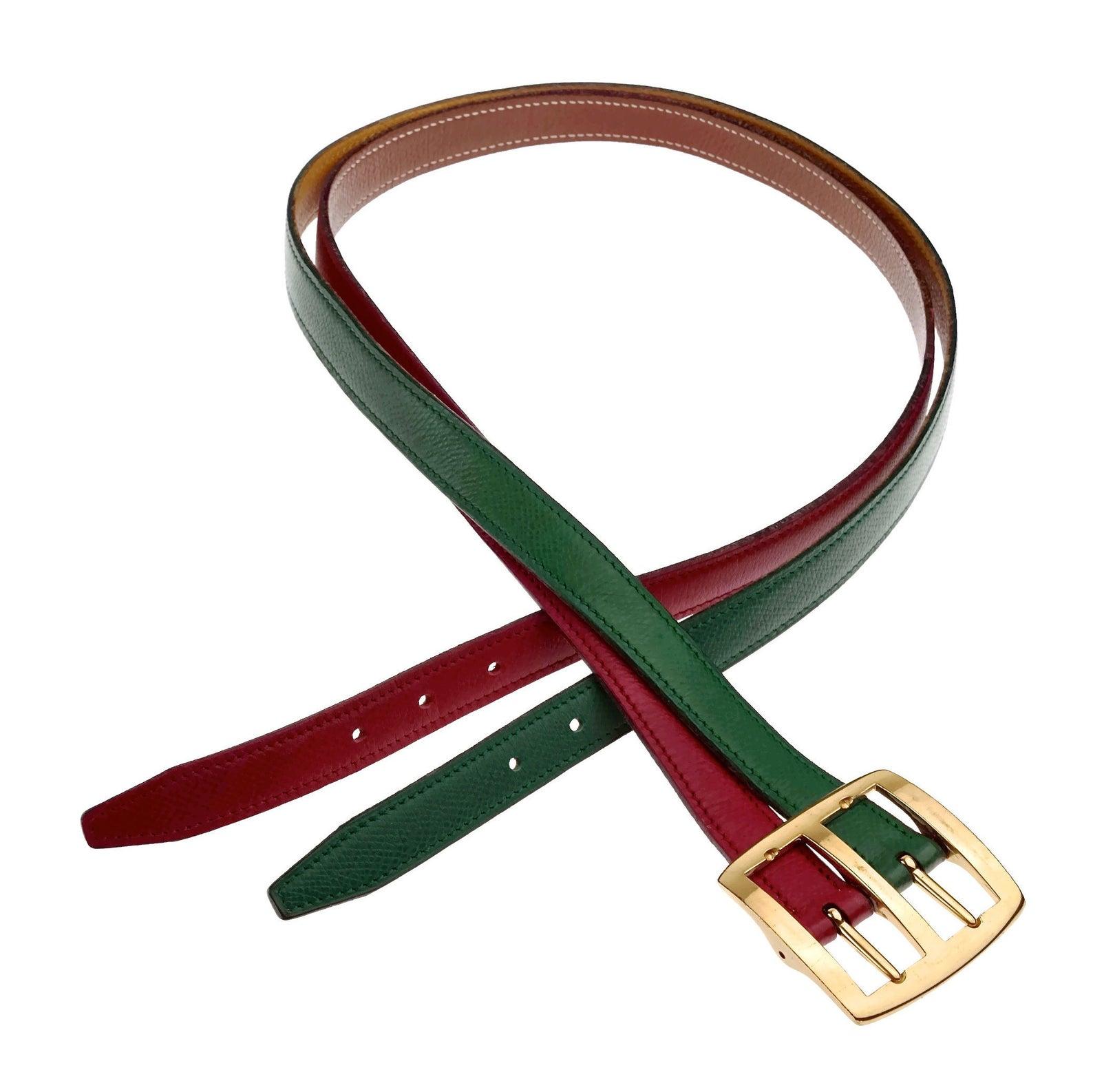 Vintage HERMES Reversible Pop Color Double Strap Belt For Sale 3