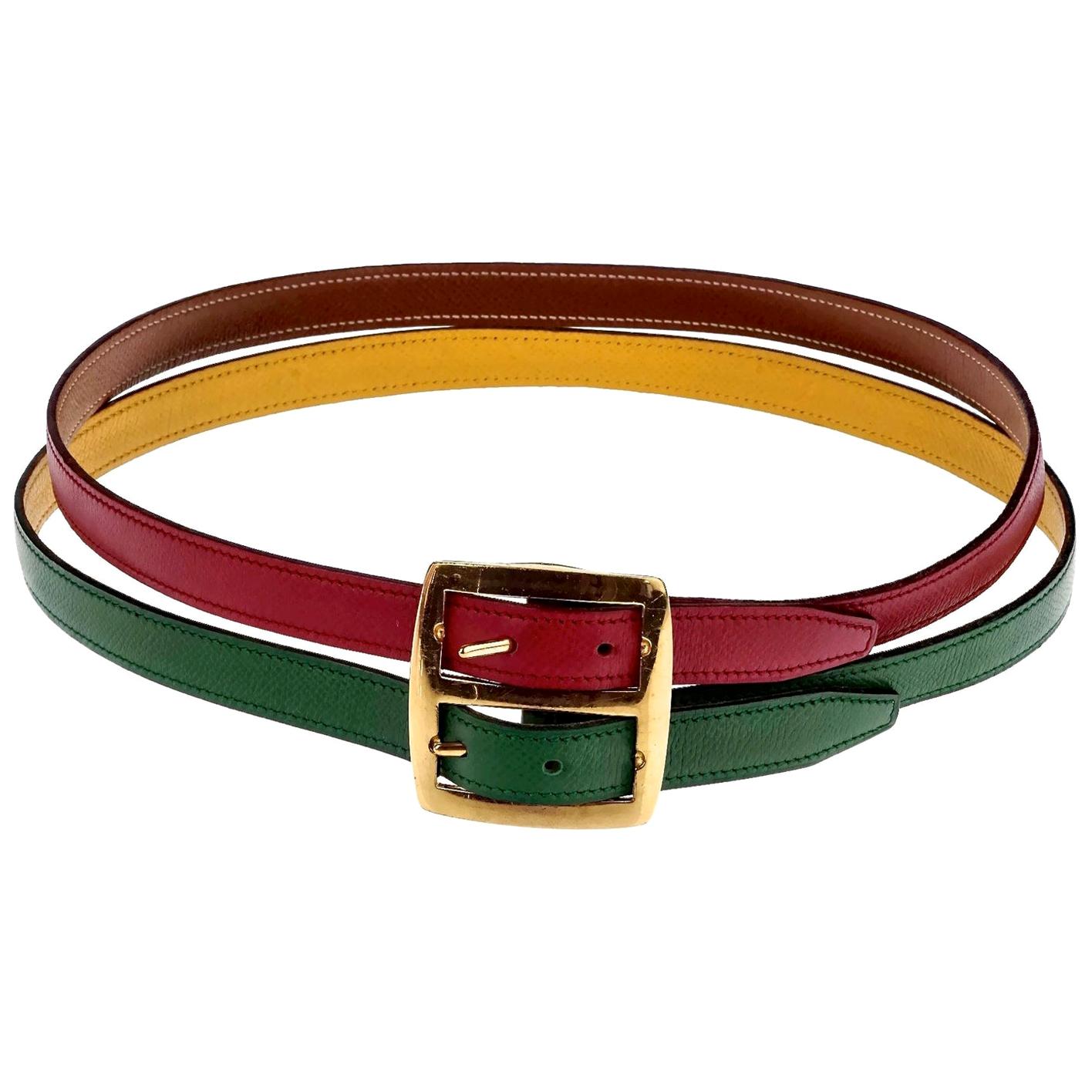 Vintage HERMES Reversible Pop Color Double Strap Belt For Sale