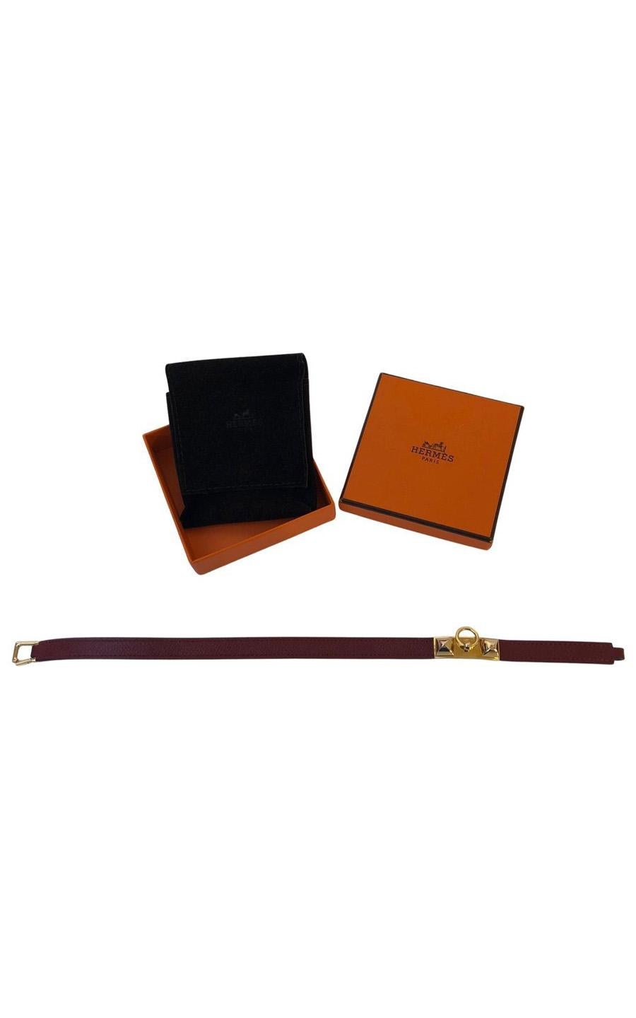 Women's or Men's Vintage Hermès Rivale Double Tour Bracelet Epsom Leather For Sale