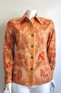 Vintage Hermès Robert Dallet Animal-Print Cotton Shirt with Buttons