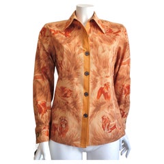 Vintage Hermès Robert Dallet Animal-Print Cotton Shirt with Buttons