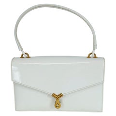 Vintage Hermès Sac Cordelière White Patent Leather Envelope Handbag- 25 cm, 1951