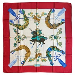 Vintage Hermes Samouria silk scarf in red c1990s
