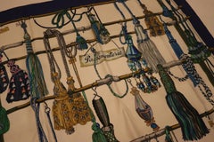 Vintage Hermes Scarf Passimenterie in Blue