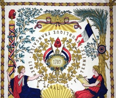 Vintage Hermes Scarf Wall Art Commemorative of the French Revolution, 1789