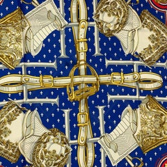 Vintage HERMES Selles a Housse Multi-Color Equestrian Silk Scarf