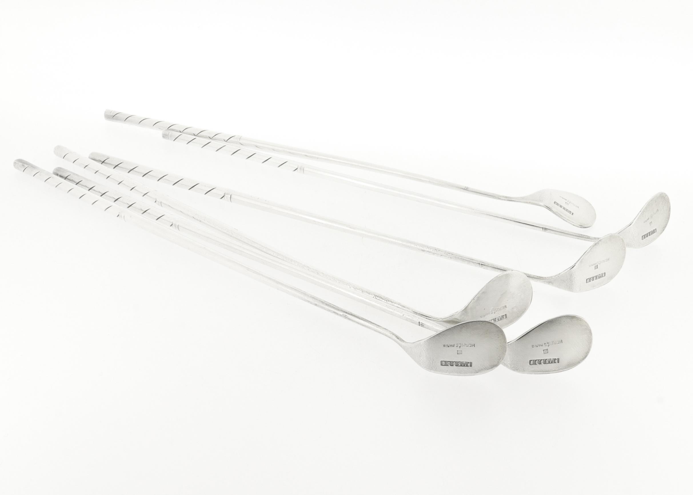 Vintage Hermès Set of 6 Silver Plated Mini Golf Clubs Cocktail Stirrers For Sale 5