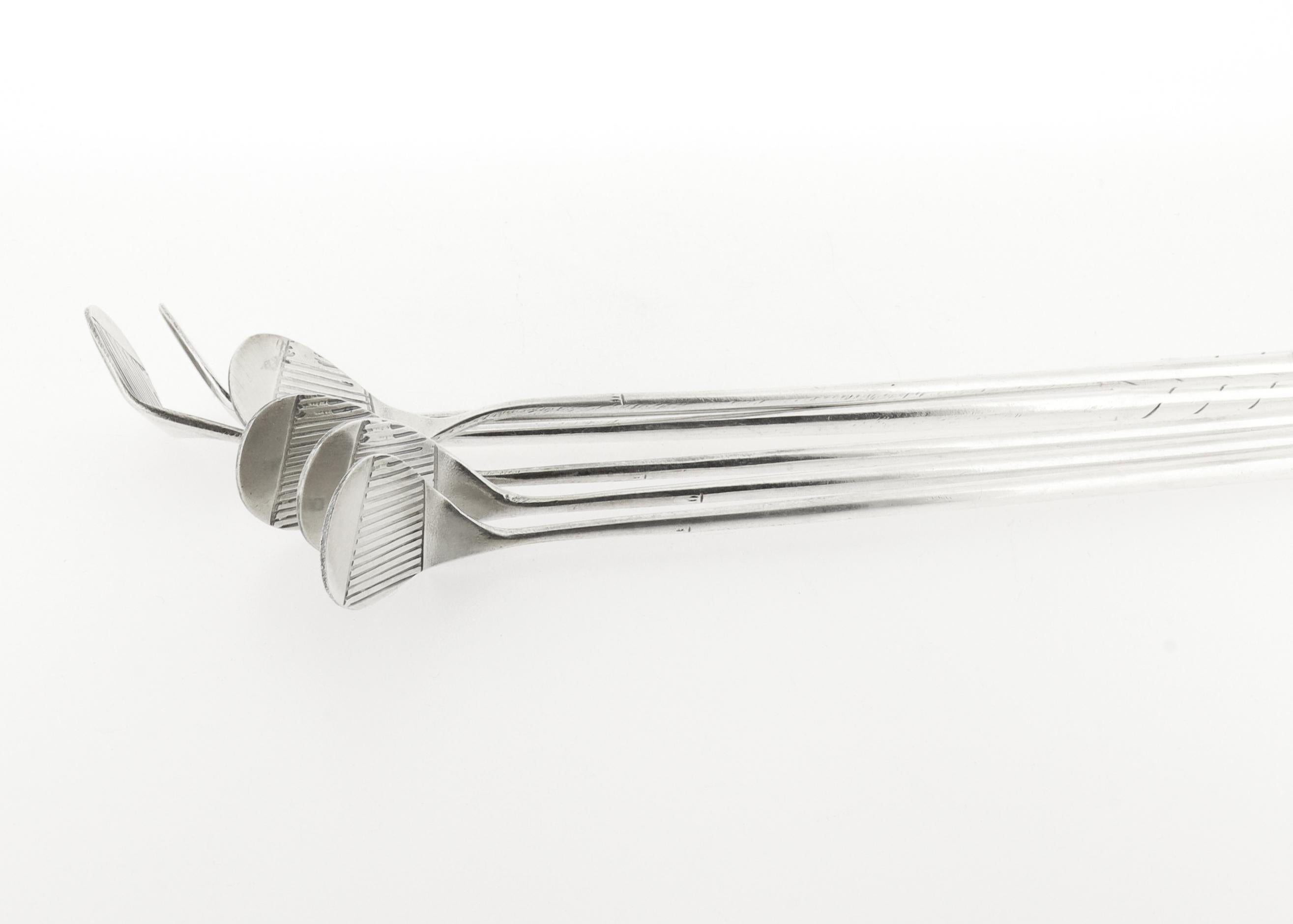 Vintage Hermès Set of 6 Silver Plated Mini Golf Clubs Cocktail Stirrers For Sale 3