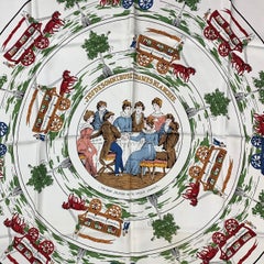 Vintage HERMES Seu des Omnibus et Dames Blanches by Hugo Grygkar Scarf