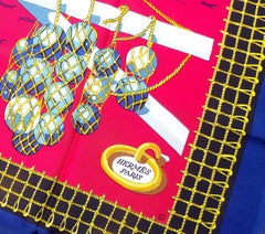 Vintage Hermes Silk Scarf 35" "Les Raisins de la Mer" by Pierre Péron 1967