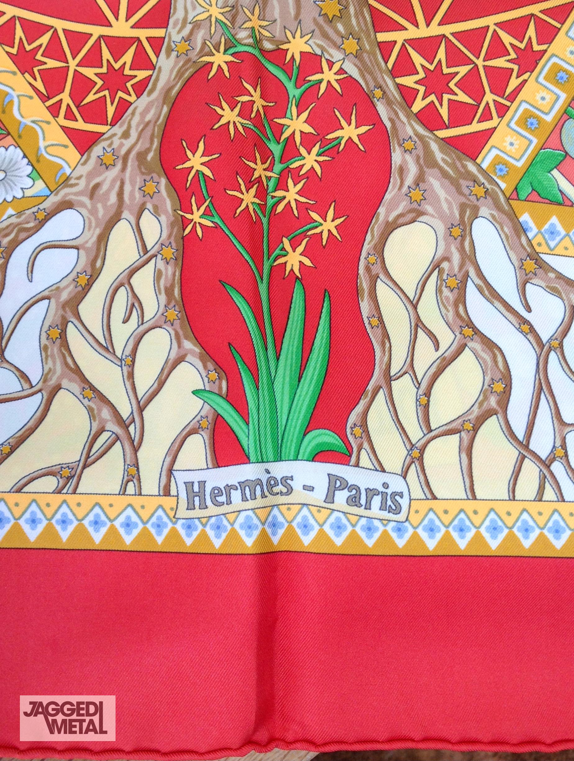 Vintage HERMÈS Seidenschal AXIS MUNDI 90cm CHRISTINE HENRY im Angebot 5