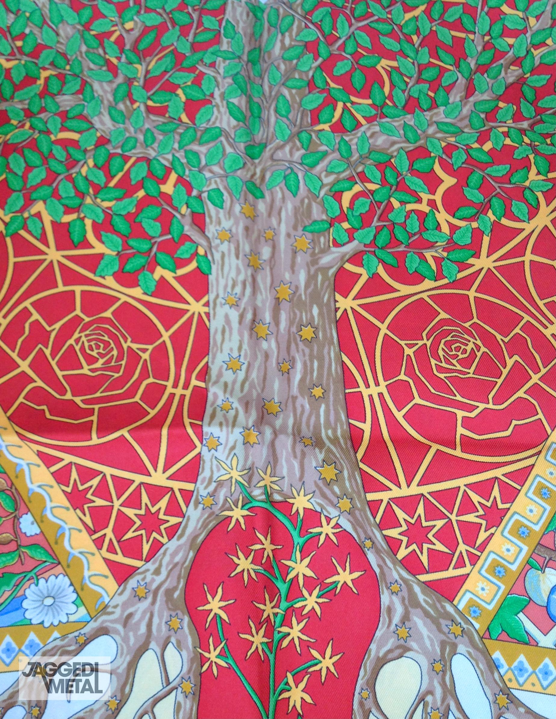 Vintage HERMÈS Seidenschal AXIS MUNDI 90cm CHRISTINE HENRY im Angebot 6