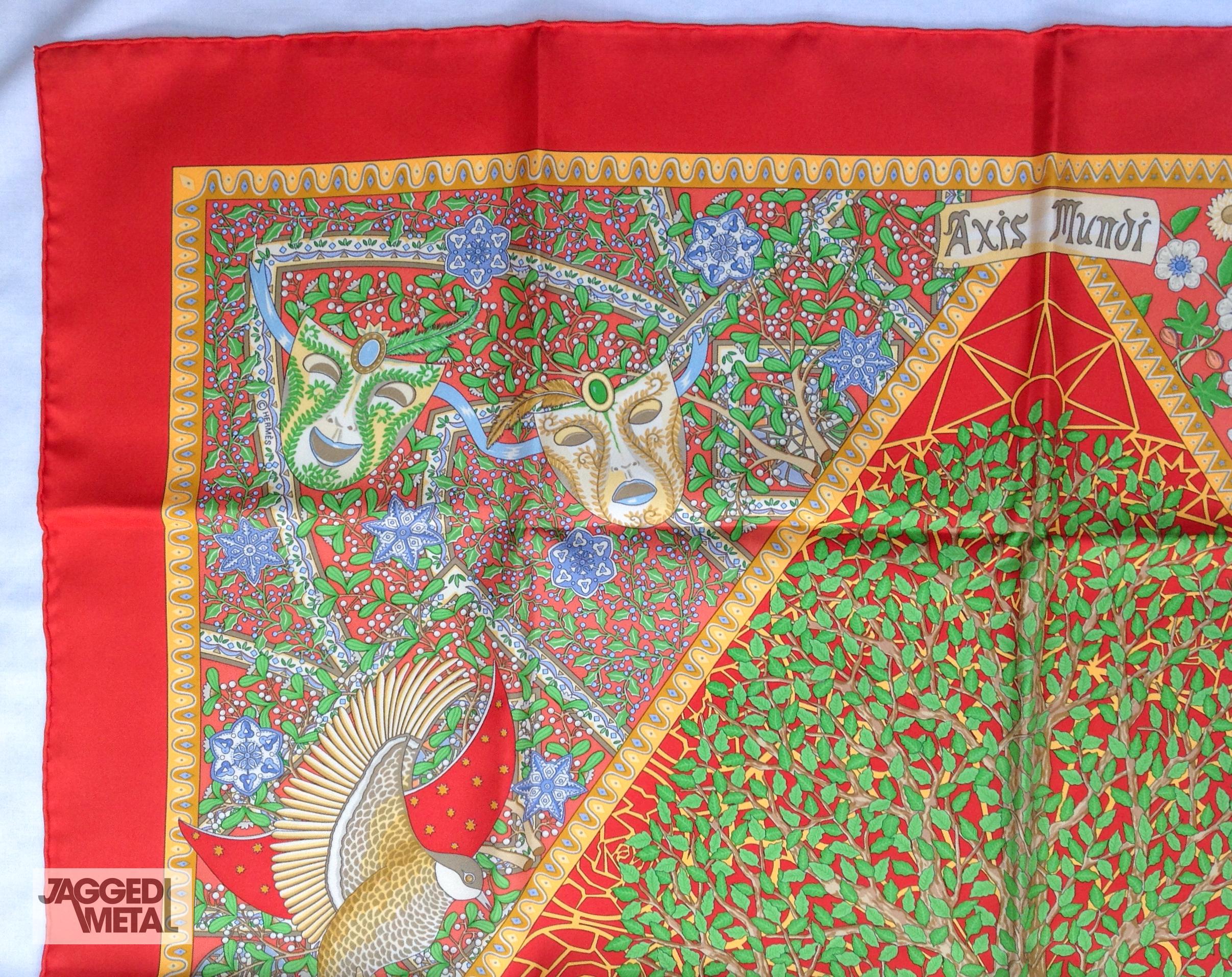 Vintage HERMÈS Seidenschal AXIS MUNDI 90cm CHRISTINE HENRY im Angebot 1