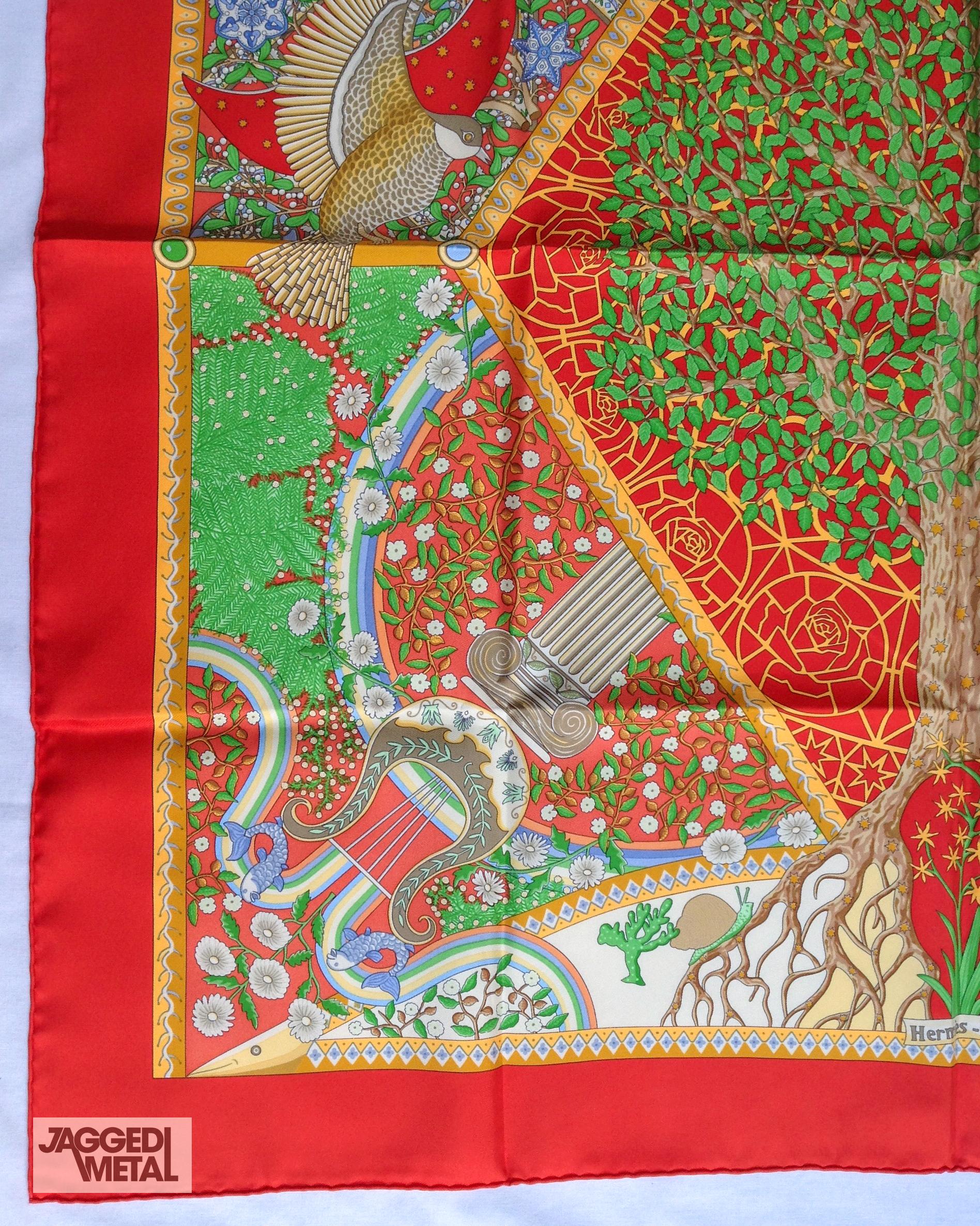 Vintage HERMÈS Seidenschal AXIS MUNDI 90cm CHRISTINE HENRY im Angebot 2
