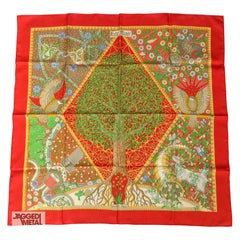 Vintage HERMÈS Seidenschal AXIS MUNDI 90cm CHRISTINE HENRY