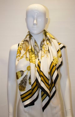 Vintage Hermes Silk Scarf , Panache Fantasie by Hugo Grygkar