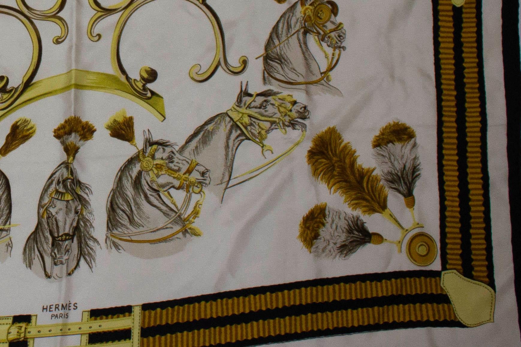 Brown Vintage Hermes Silk Scarf , Panache Fantasie