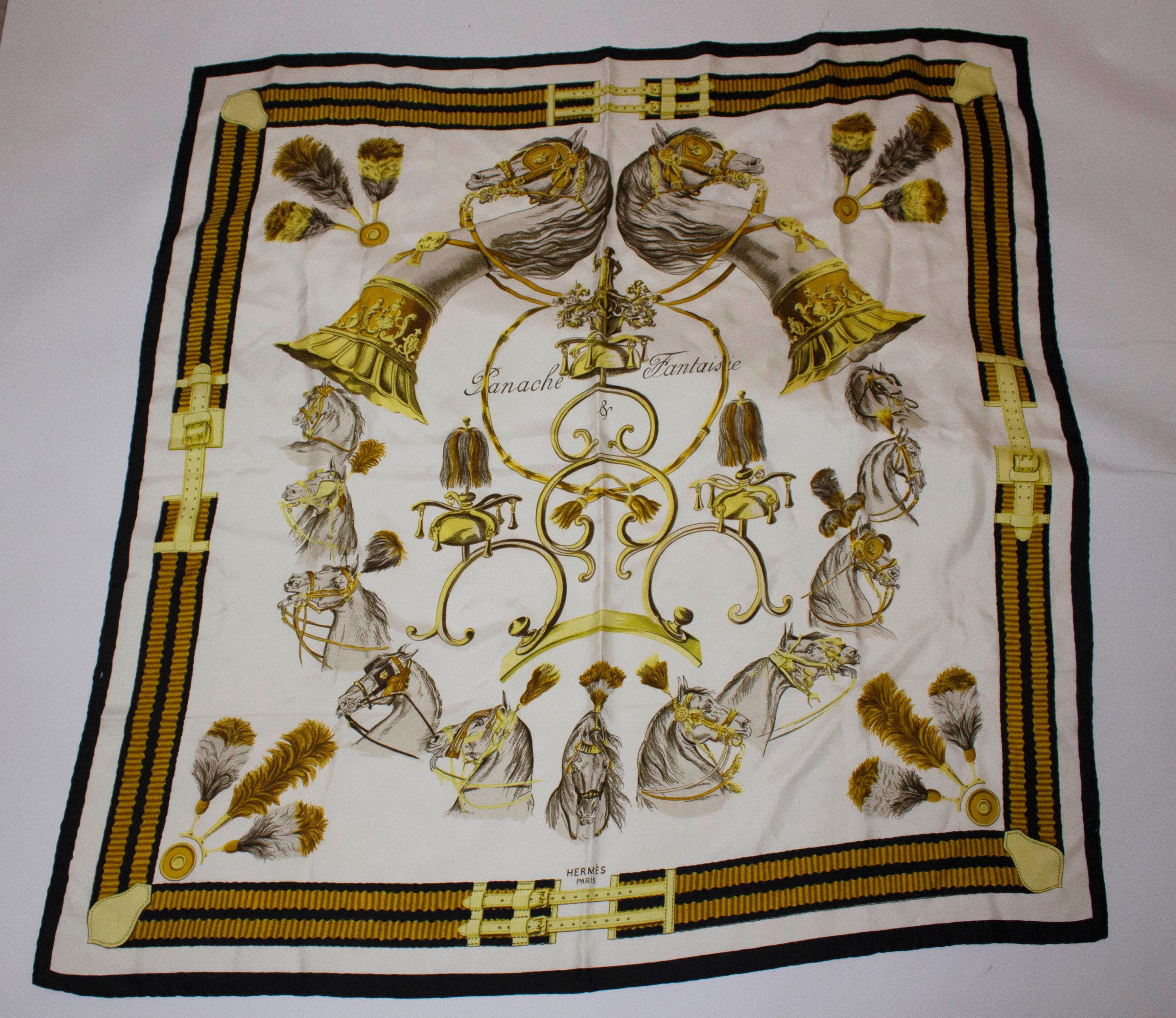 Vintage Hermes Silk Scarf , Panache Fantasie In Good Condition In London, GB