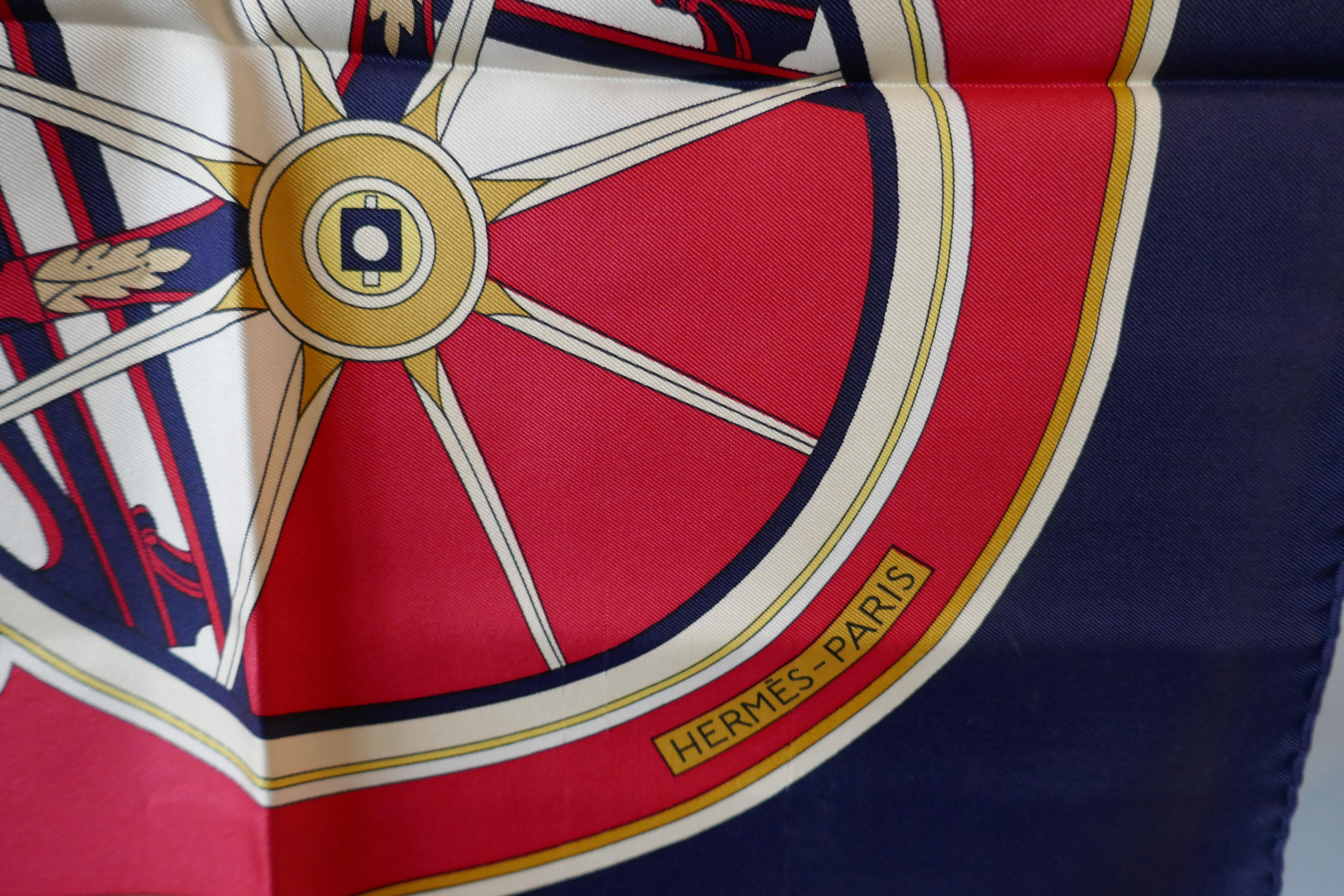 Women's or Men's Vintage Hermès Silk Scarf “Washington’s Carriage” design by Cathy Latham