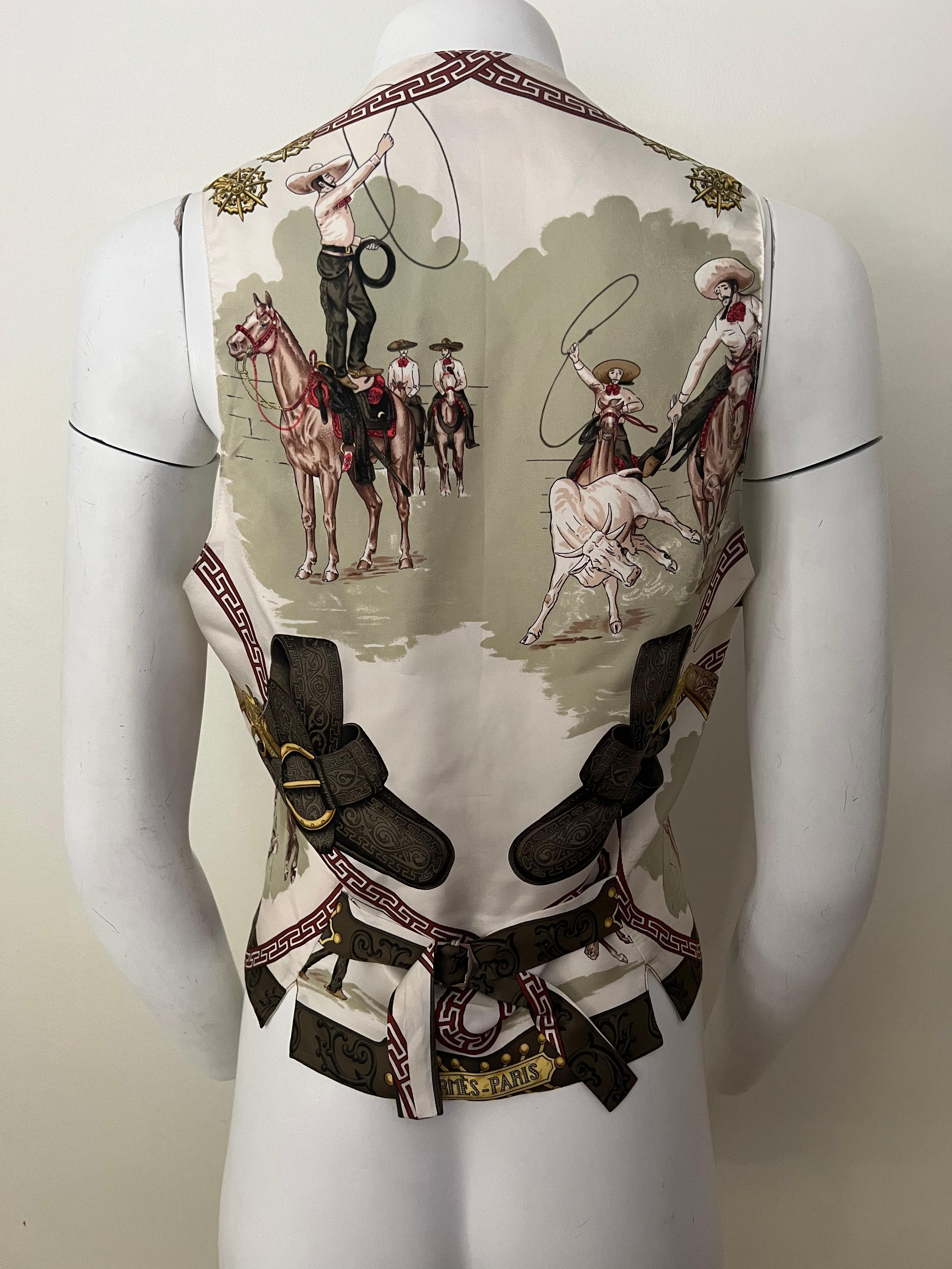 Women's Vintage Hermes Silk Vest, Size 46 For Sale