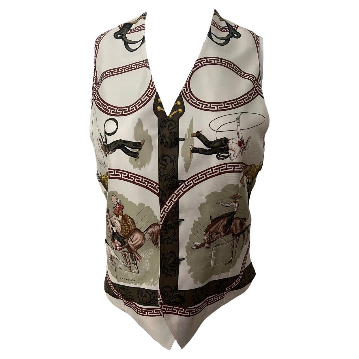 Vintage Hermes Silk Vest, Size 46