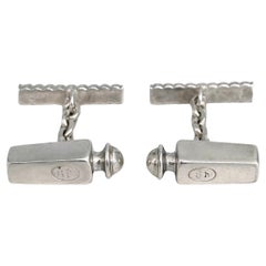 Vintage Hermès Silver “Caleche” Perfume Bottle Shape Chain Cufflinks