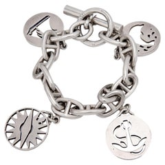 Vintage Hermes silver chain d'ancre charm bracelet