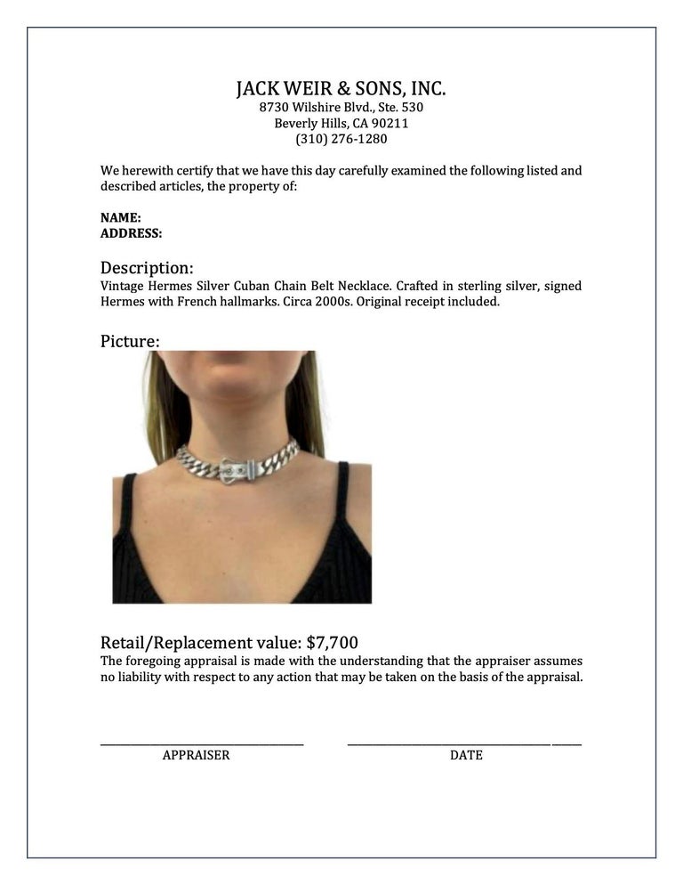 Vintage Hermes Silver Cuban Chain Belt Necklace at 1stDibs