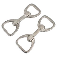Vintage Hermès Silver Equestrian Theme Stirrup Shape Cufflinks