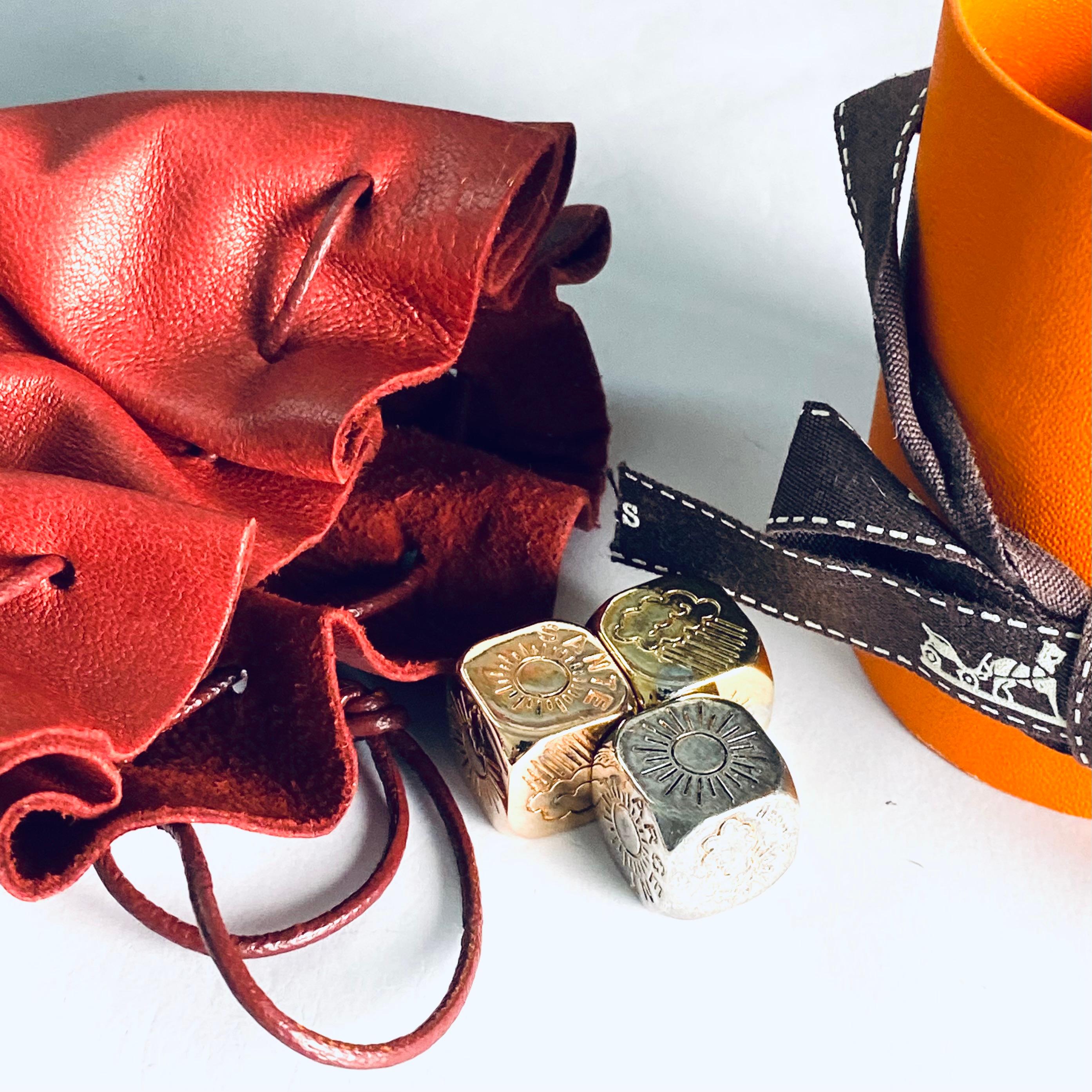 Vintage Hermès Silver Fortuna Dice Set - Silver Money Gold Health Rose Love In Good Condition In New York, NY