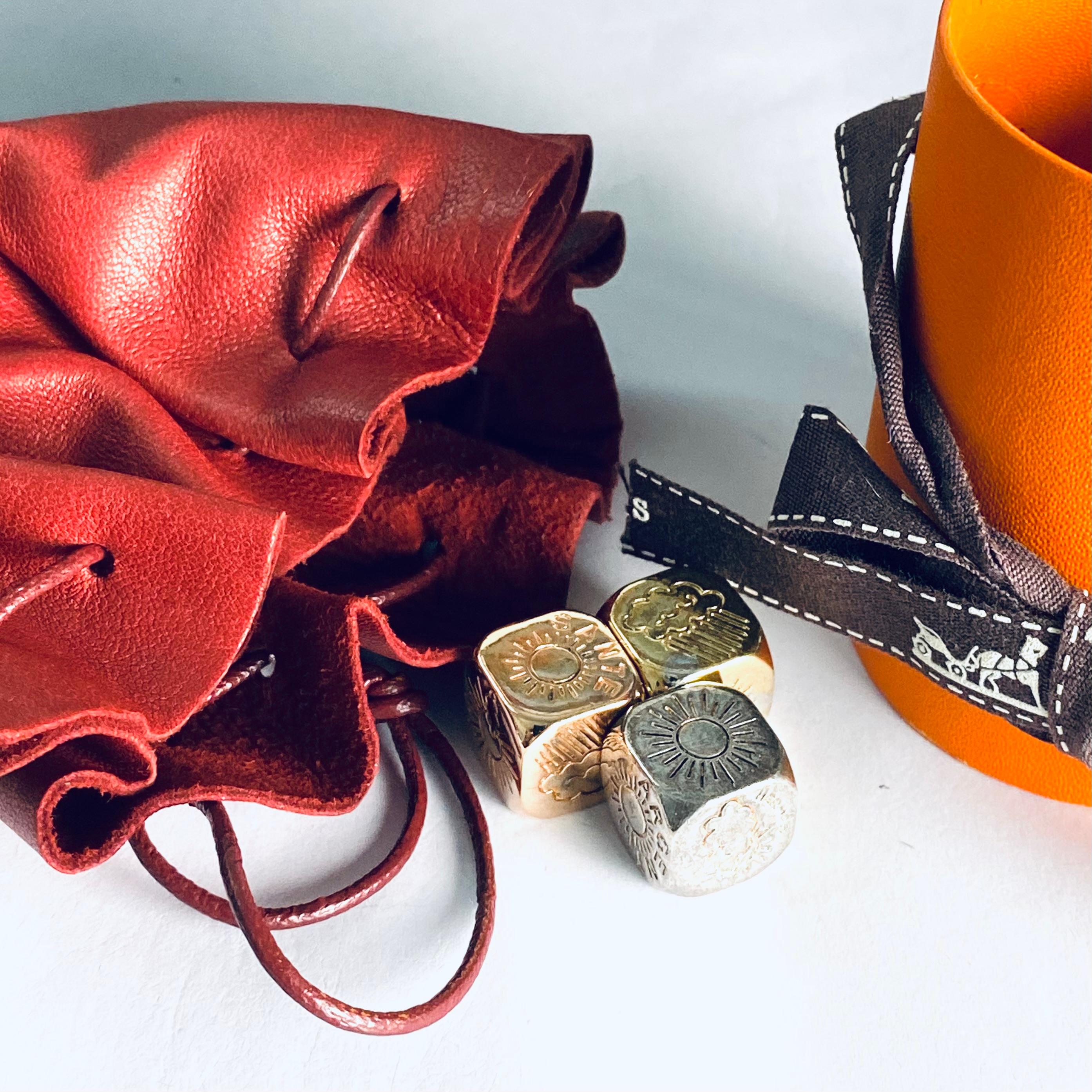 Vintage Hermès Silver Fortuna Dice Set - Silver Money Gold Health Rose Love 1