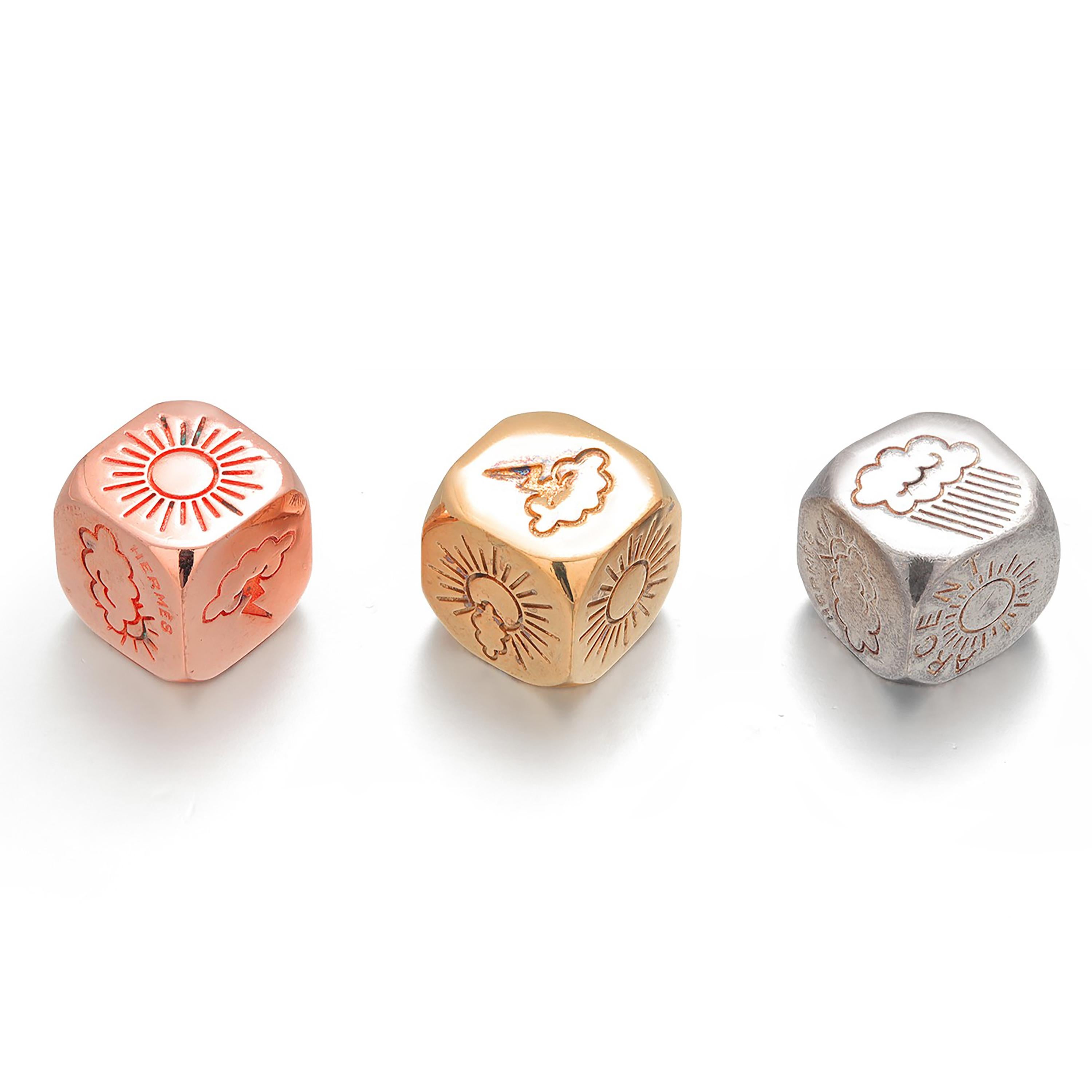 Vintage Hermès Silver Fortuna Dice Set - Silver Money Gold Health Rose Love 5