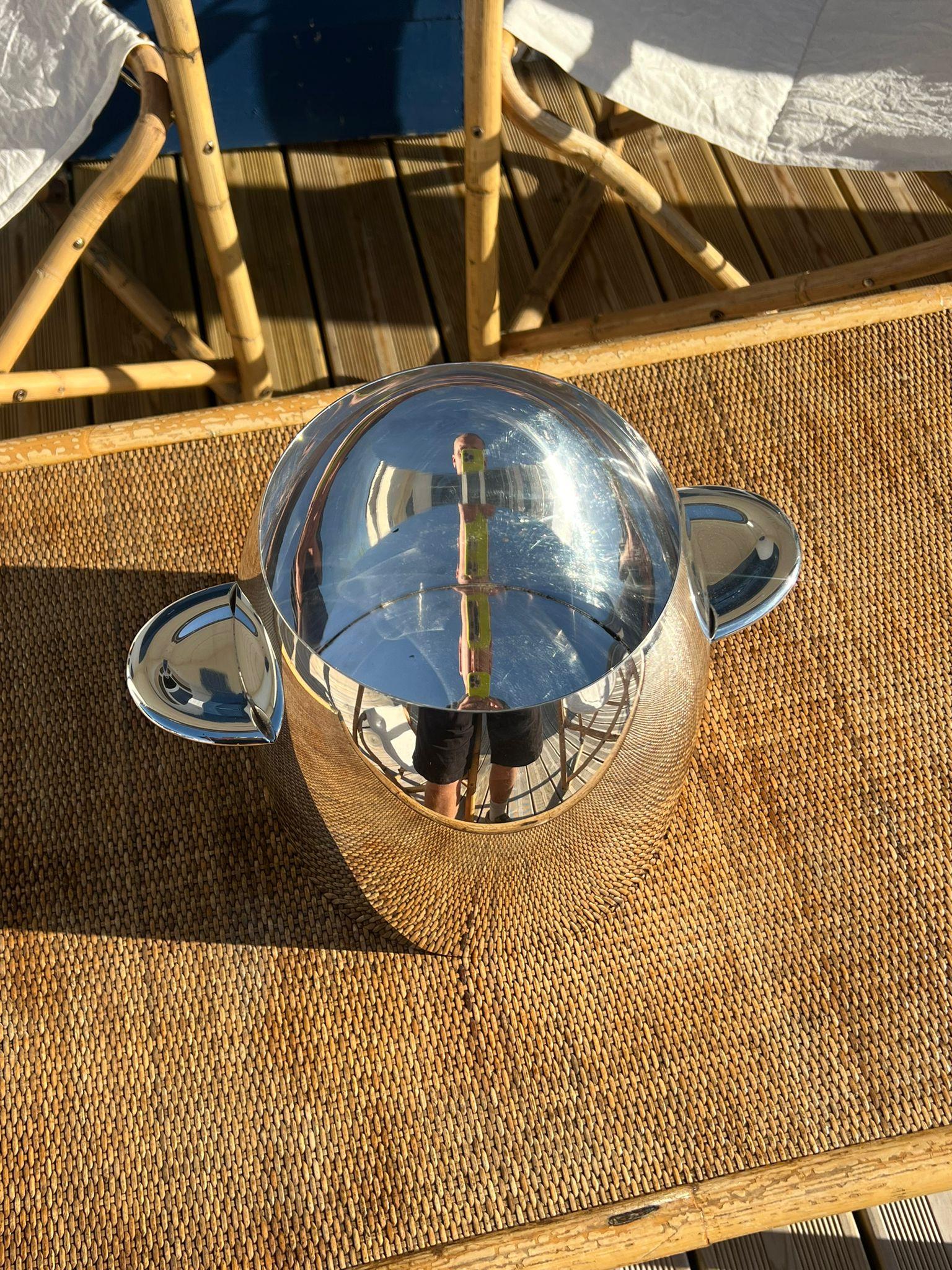 Secchiello da champagne d'epoca HERMÉS placcato in argento - Raffreddatore di vino - Refrigeratore di ghiaccio in vendita 2