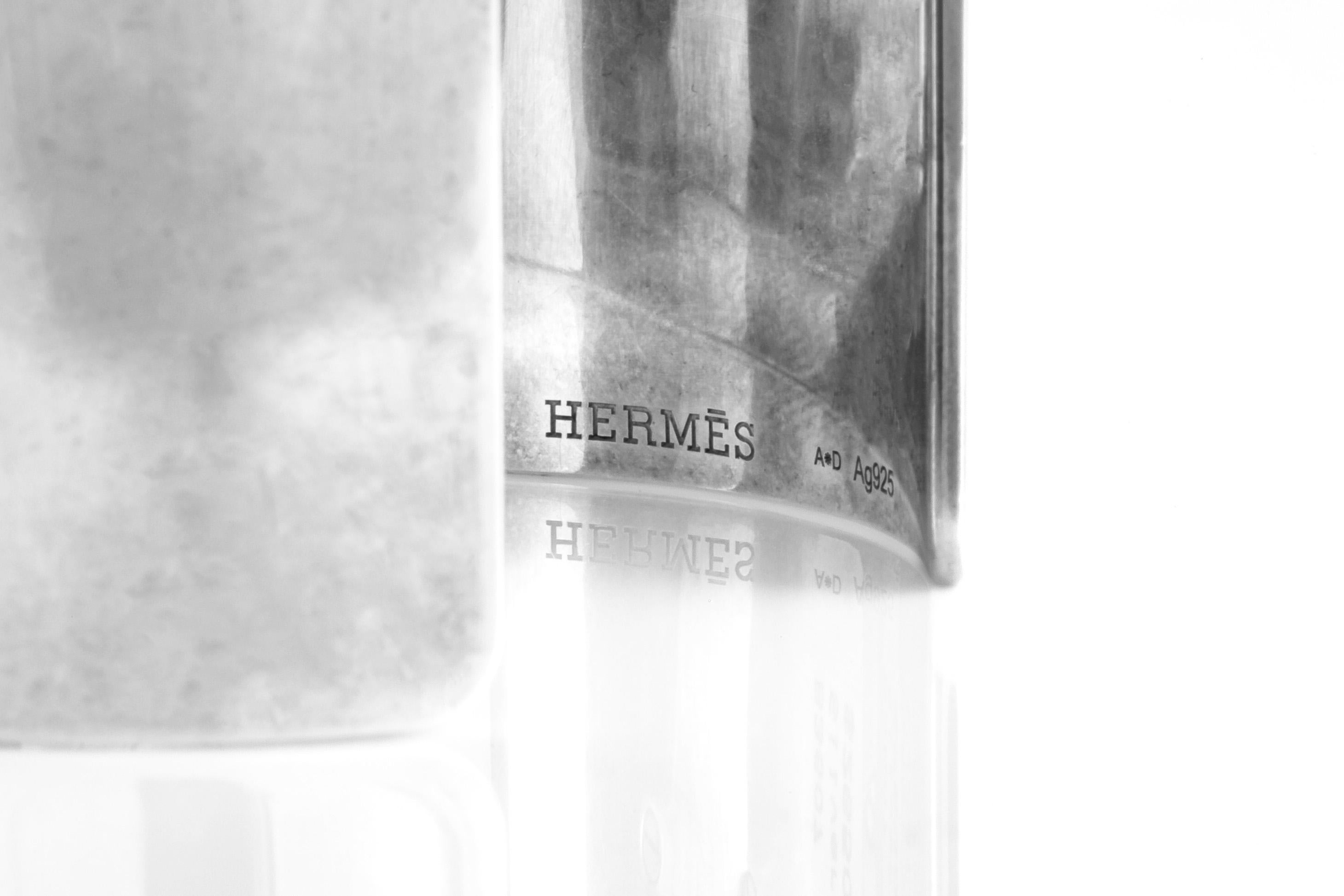 Women's Vintage Hermes Silver Pyramid Cuff Bracelet For Sale