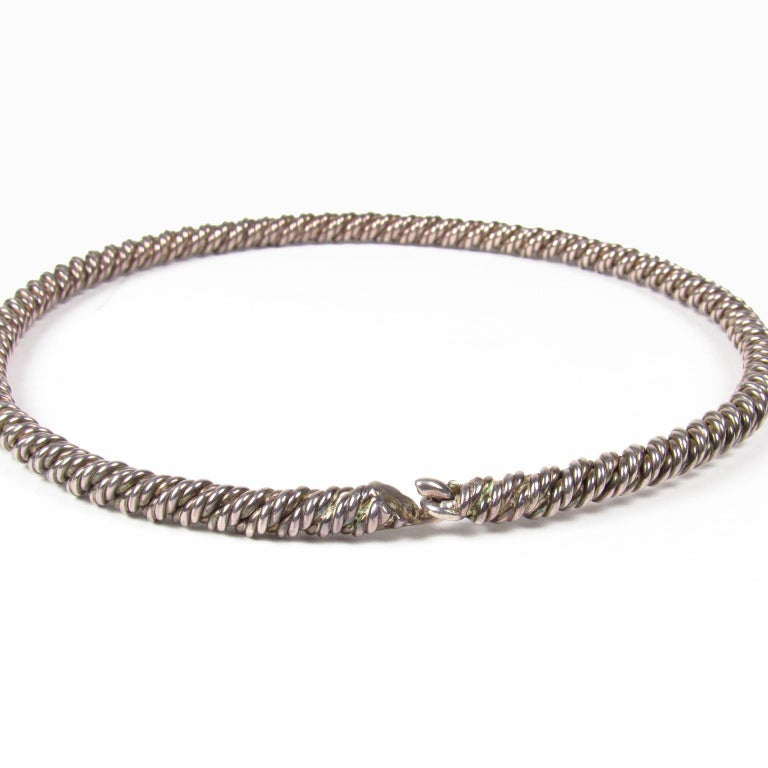 Vintage Hermes Silver Rope Twist Choker Necklace at 1stDibs