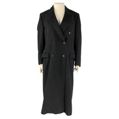 Vintage HERMES Size 10 Black Cashmere Double Breasted Coat