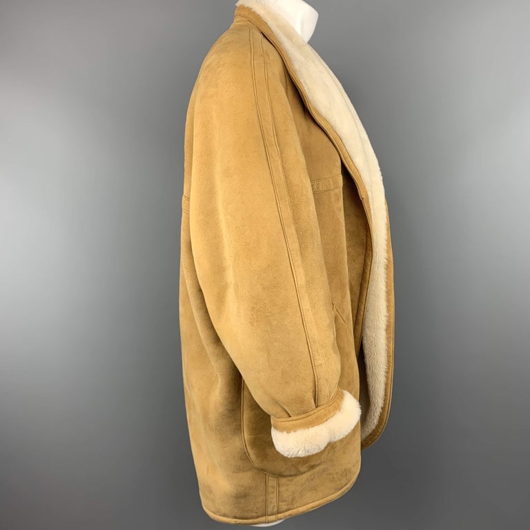 Vintage HERMES Size 10 Tan and Cream Shearling Coat / Jacket at 1stDibs