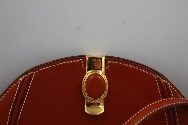 Vintage Hermes Small Round Brown Box Leather Bag at 1stDibs hermes