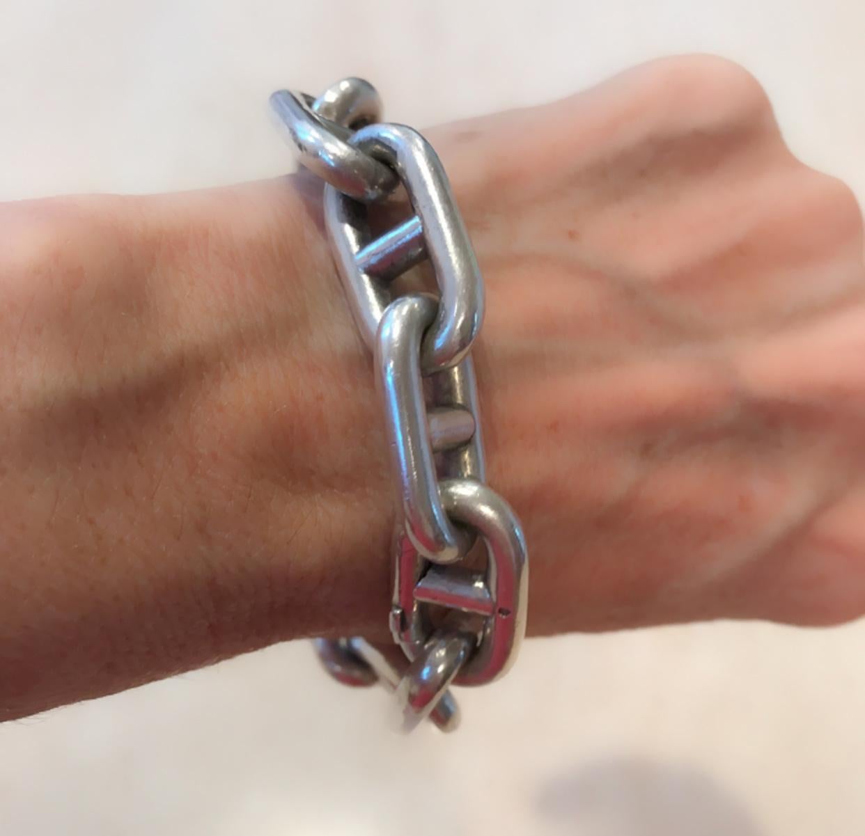 Vintage Hermes Sterling Silver Anchor Link Chain Bracelet 2