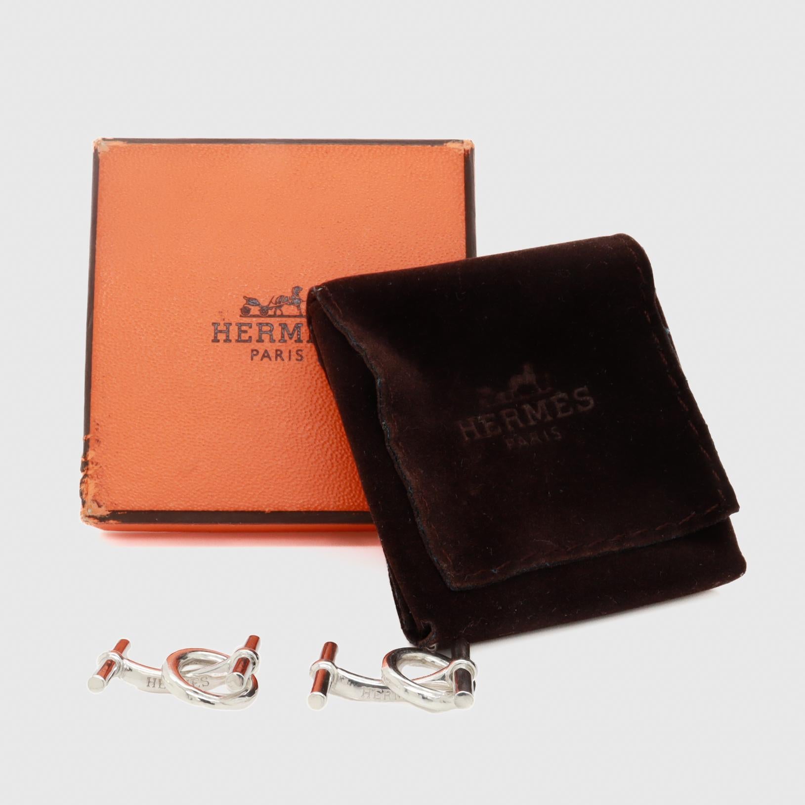 Vintage Hermes Sterling Silver Figural Snaffle Bit Equestrian Cufflinks For Sale 5