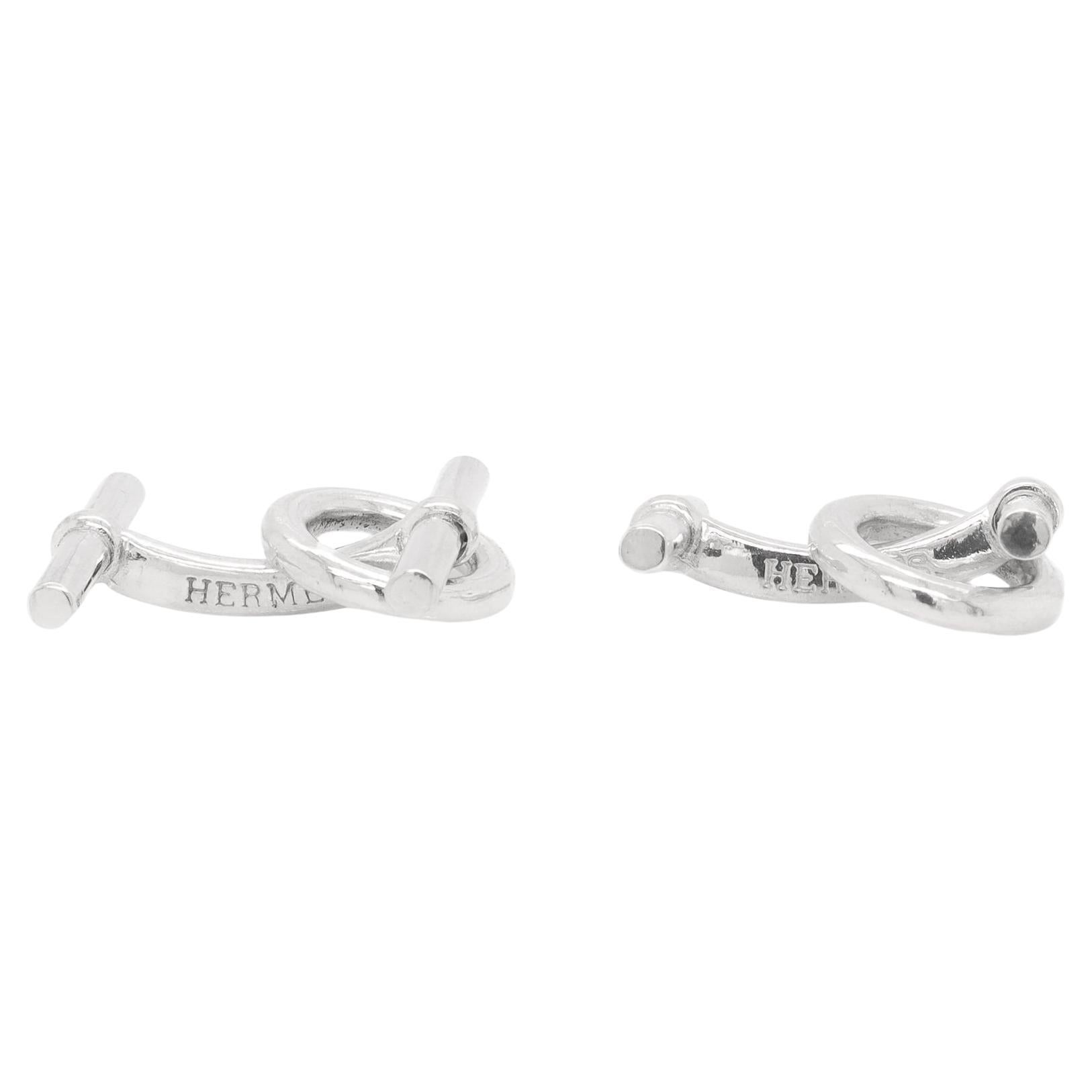 Vintage Hermes Sterling Silver Figural Snaffle Bit Equestrian Cufflinks For Sale 1