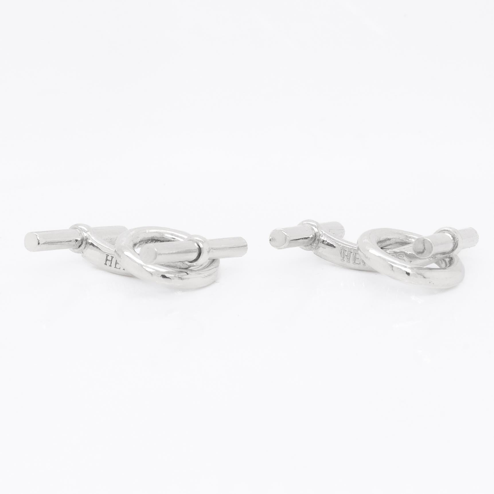Vintage Hermes Sterling Silver Figural Snaffle Bit Equestrian Cufflinks For Sale 2