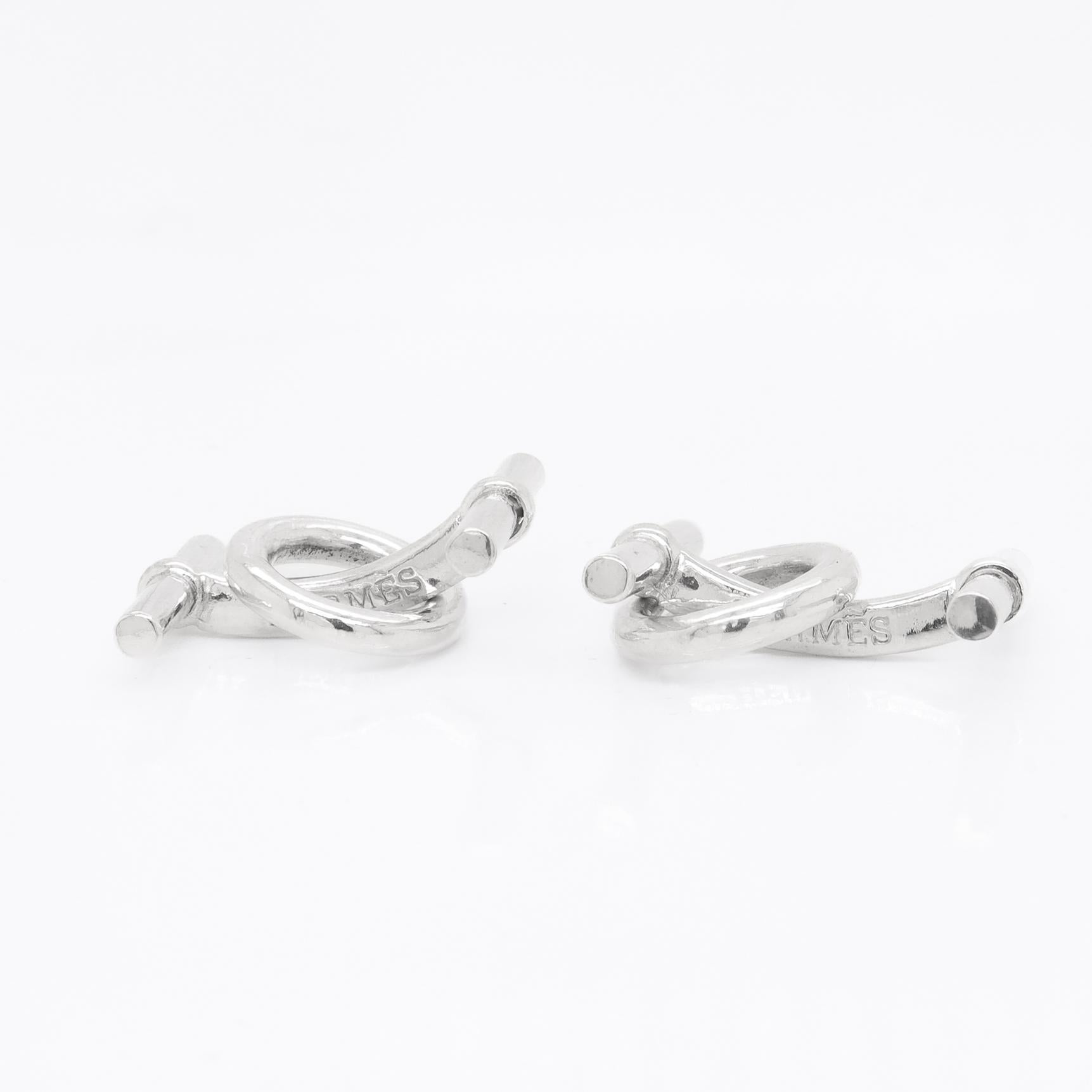 Vintage Hermes Sterling Silver Figural Snaffle Bit Equestrian Cufflinks For Sale 3