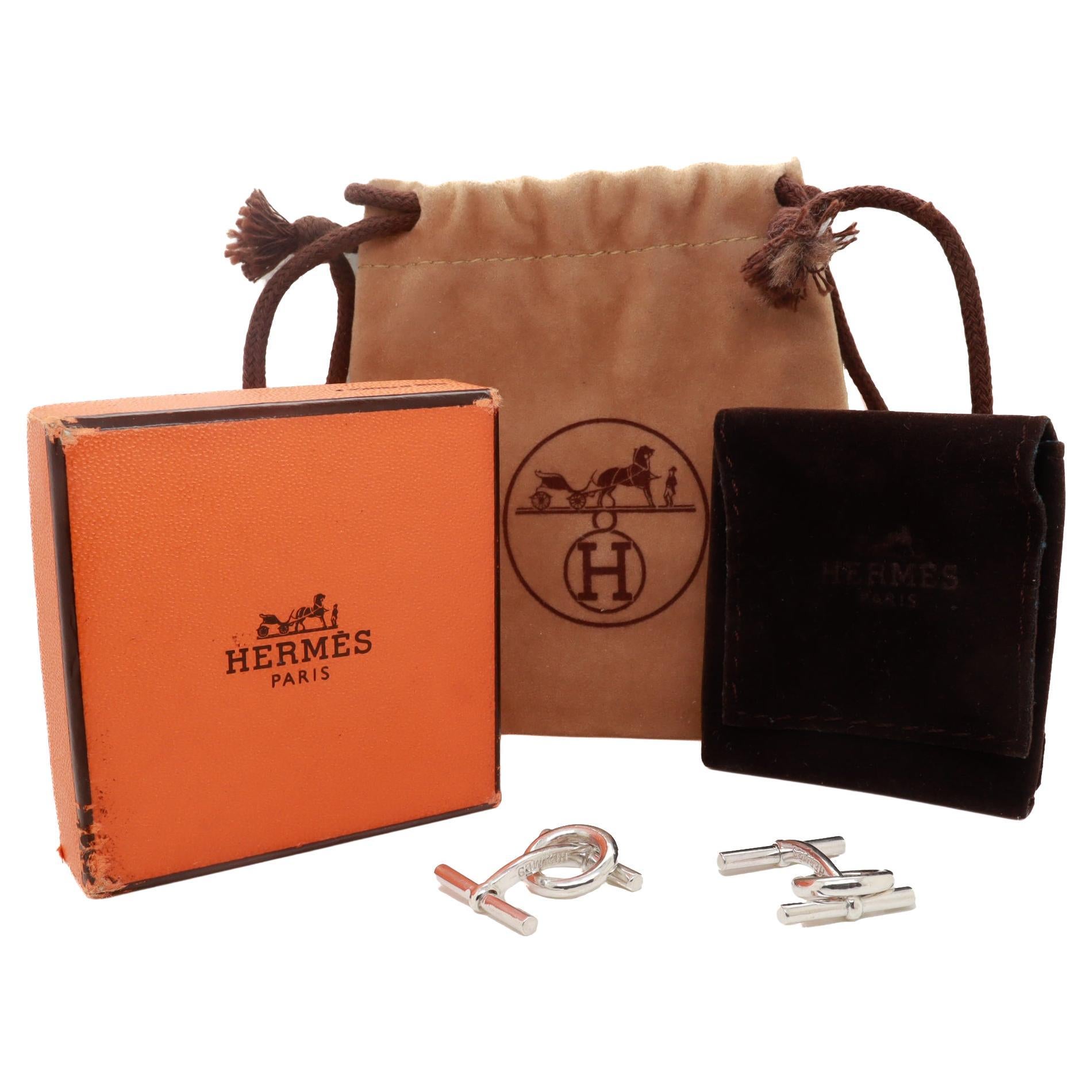 Vintage Hermes Sterling Silver Figural Snaffle Bit Equestrian Cufflinks