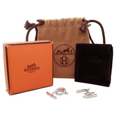 Vintage Hermes Sterling Silver Figural Snaffle Bit Equestrian Cufflinks