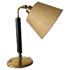 Vintage Hermes Style Table Lamp Brass Parchment Shade 1950's