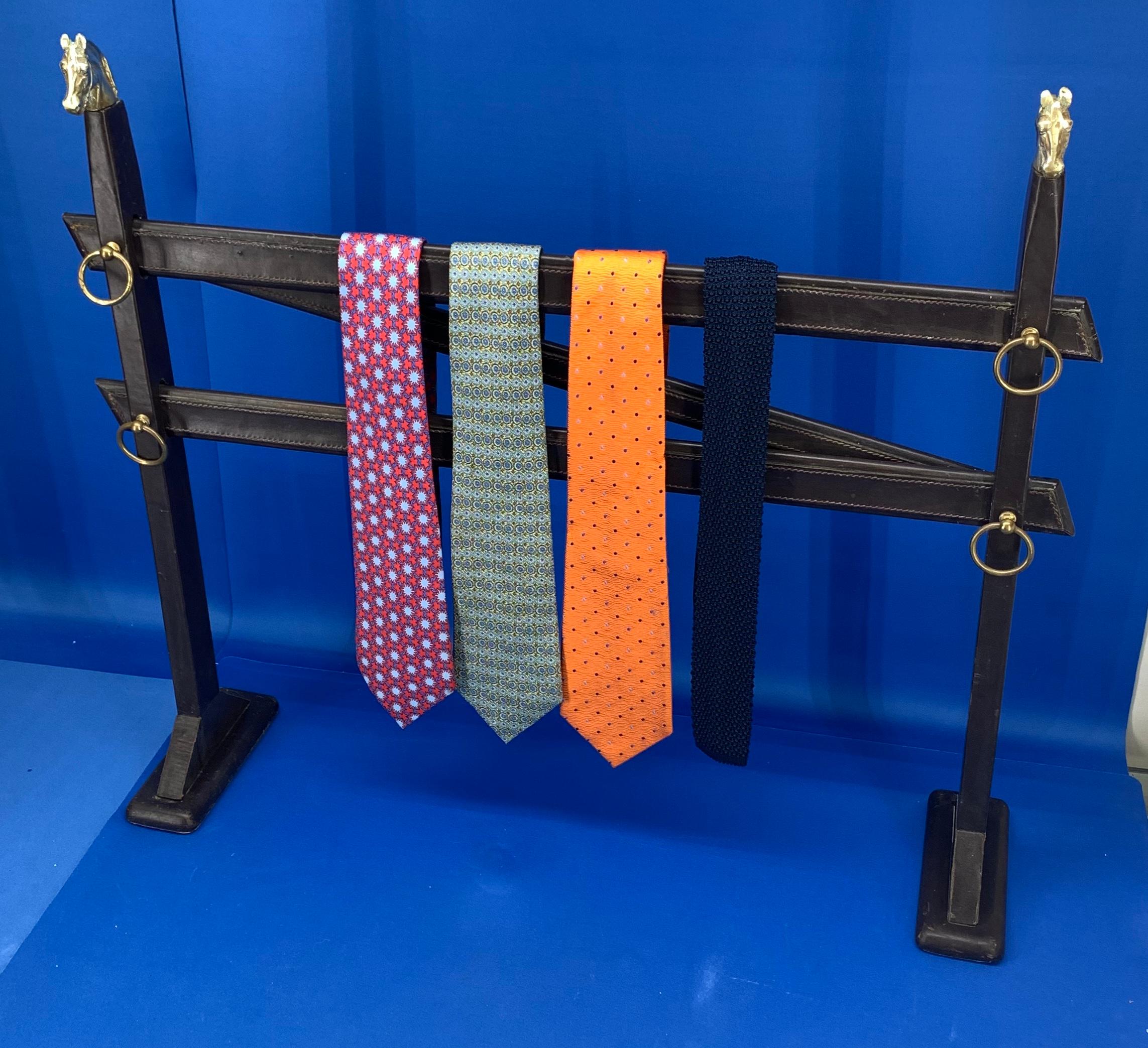 20th Century Vintage Hermès Tie Table Rack with Brass Horse Heads