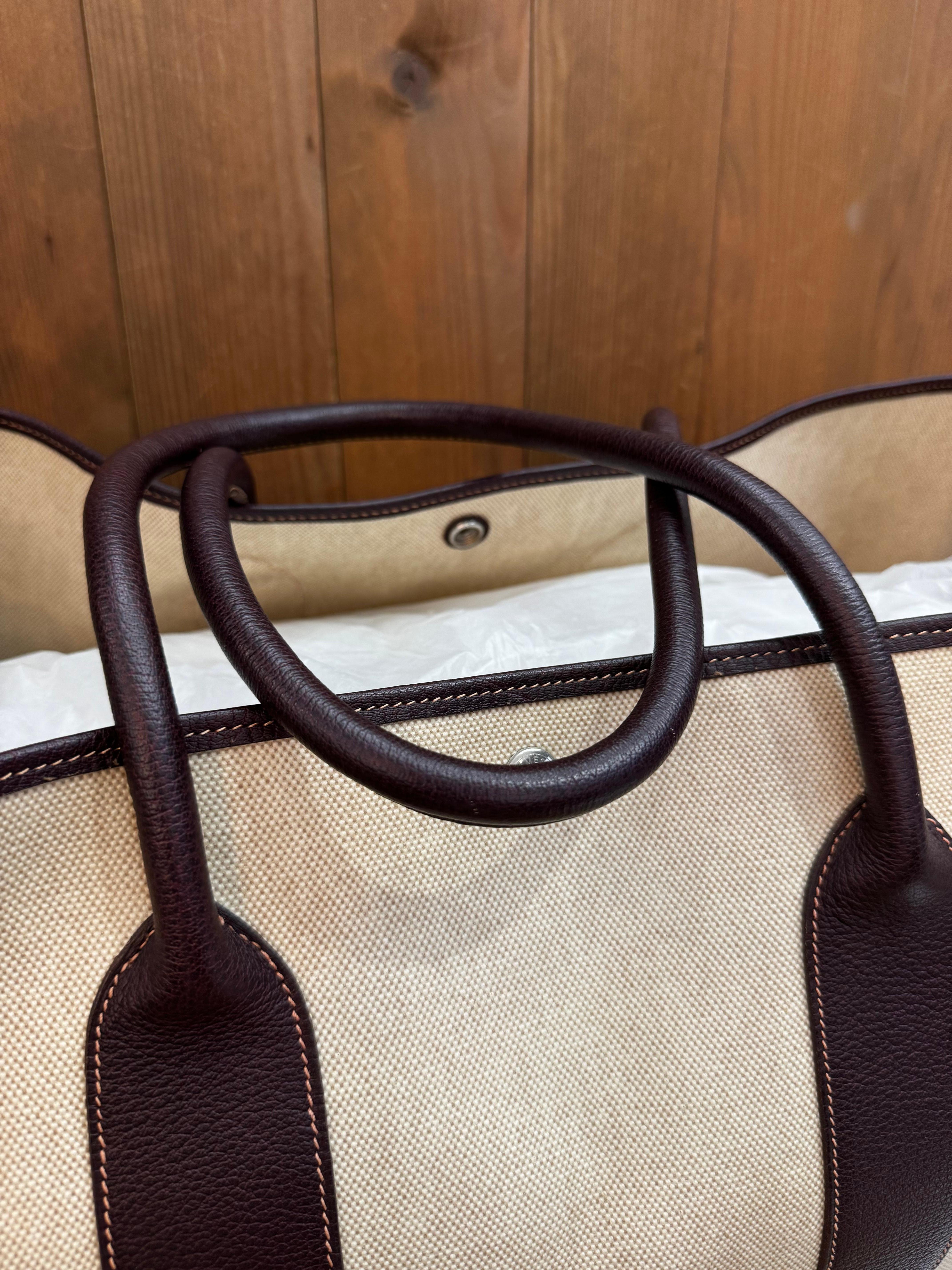 Vintage HERMES Garden Party TGM Canvas Marron PHW Tote Bag 49 Voyage XL 1