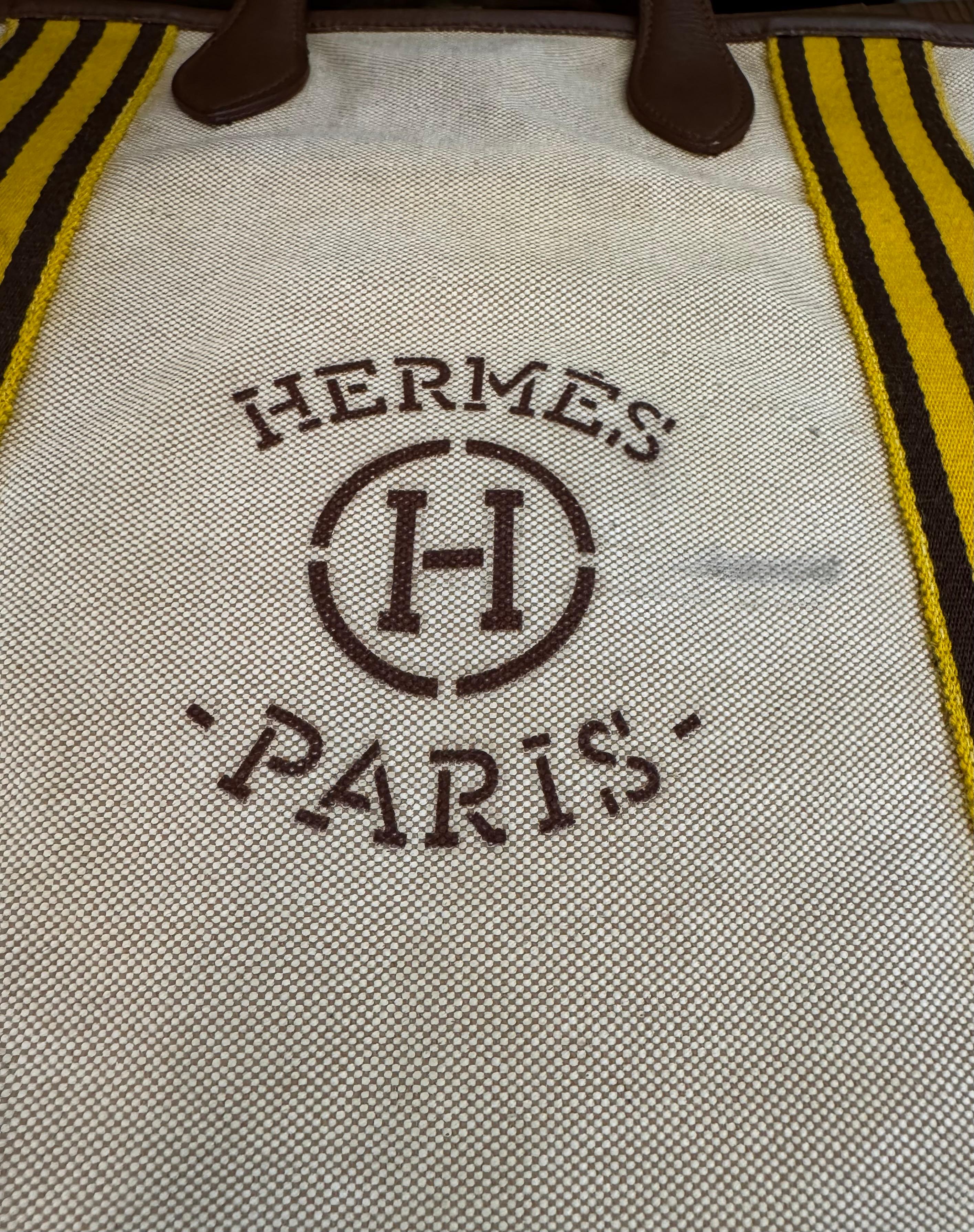 Vintage HERMES Sac de voyage en toile de veau XL en vente 6